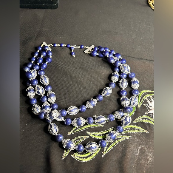 VTG MCM Triple strand purple and silver bead necklace. Made in Hong Kong. - Picture 5 of 6